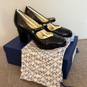 NIB Sarah Flint Perfect Mary Jane SZ 39.5 (US9) Navy Croc Embossed Patent
